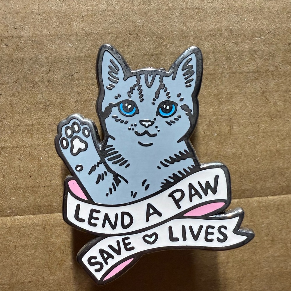 Kitten Lady Lend A Paw Save Lives Cat Enamel Pin